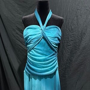 City Triangles Strapless Turquoise Formal Dress